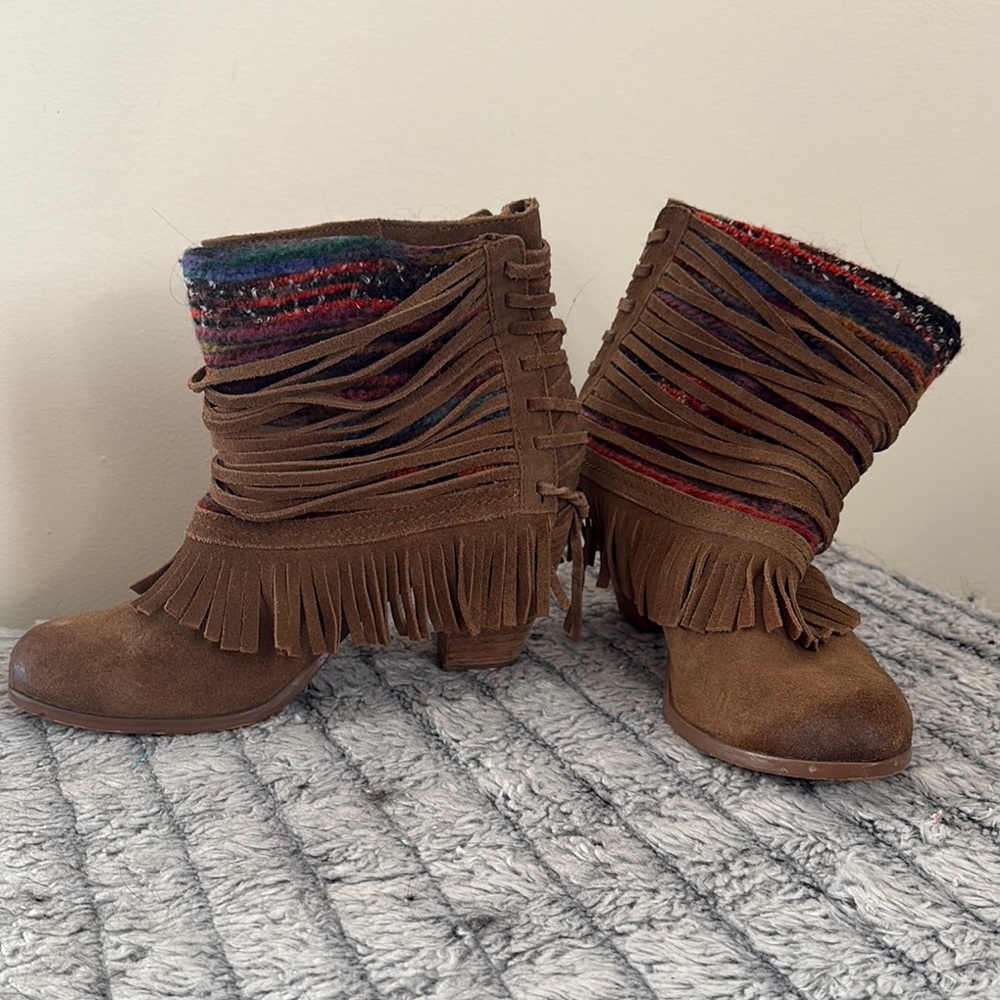 Naughty Monkey Brown Fringe Ankle Booties